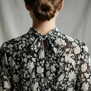 On 34th Women's Floral Print Tiered Trapeze Dress Black and White Mini Dress